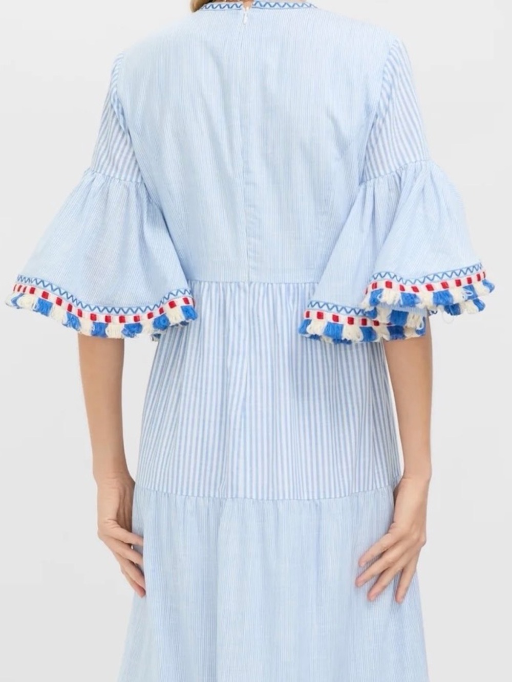Tuckernuck Chambray Stripe Fringe Ginger Maxi Dress - Picture 2 of 9